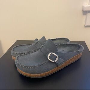 Birkenstock Buckley Suede Navy Clog Size 40 US L9 M7 Cottagecore Comfort Coastal